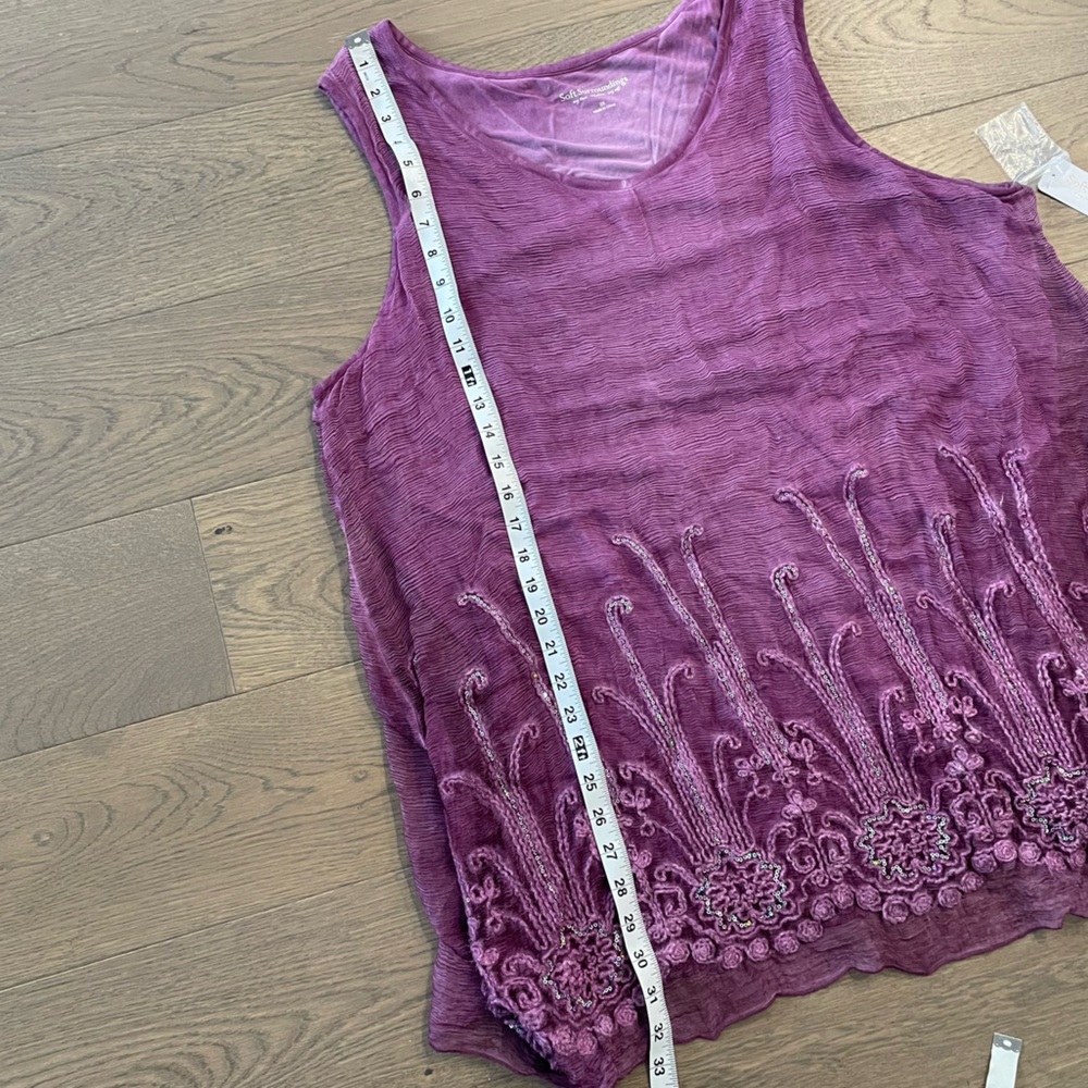 SOFT SURROUNDINGS Elegant Purple Embroidered Women's Top - Picture 8 of 11